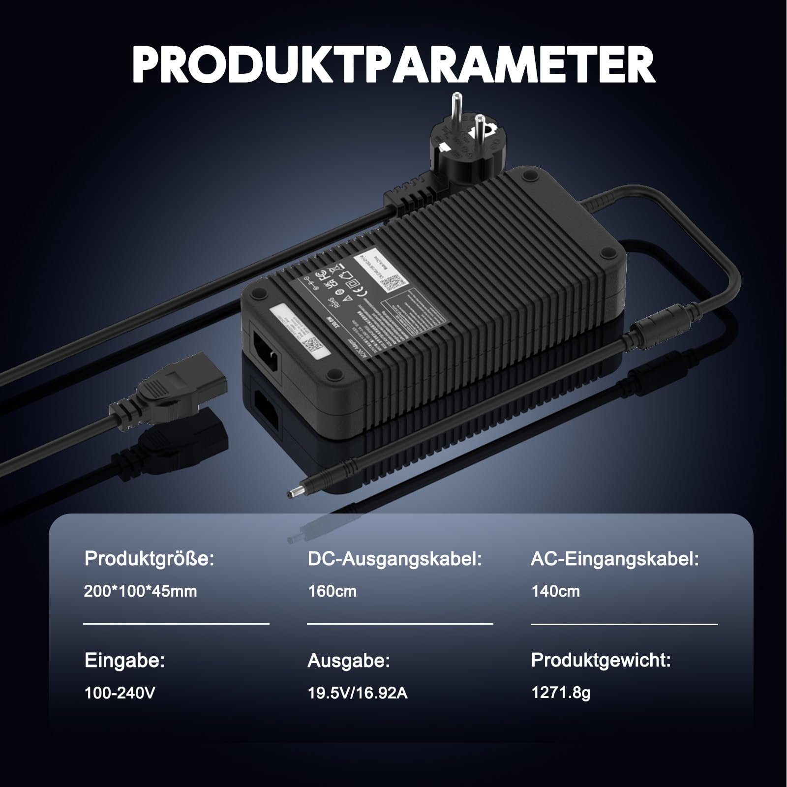 330W Netzteil Ladegerät für Acer Predator Helios Neo 16 PHN16-71 18 PH18-71 500 PH517-52 Nitro 5 16 17 AN517-55 AN515-58 AN16-41 AN17-41 A20-330P1A PA-1331-99 Laptop Ladekabel