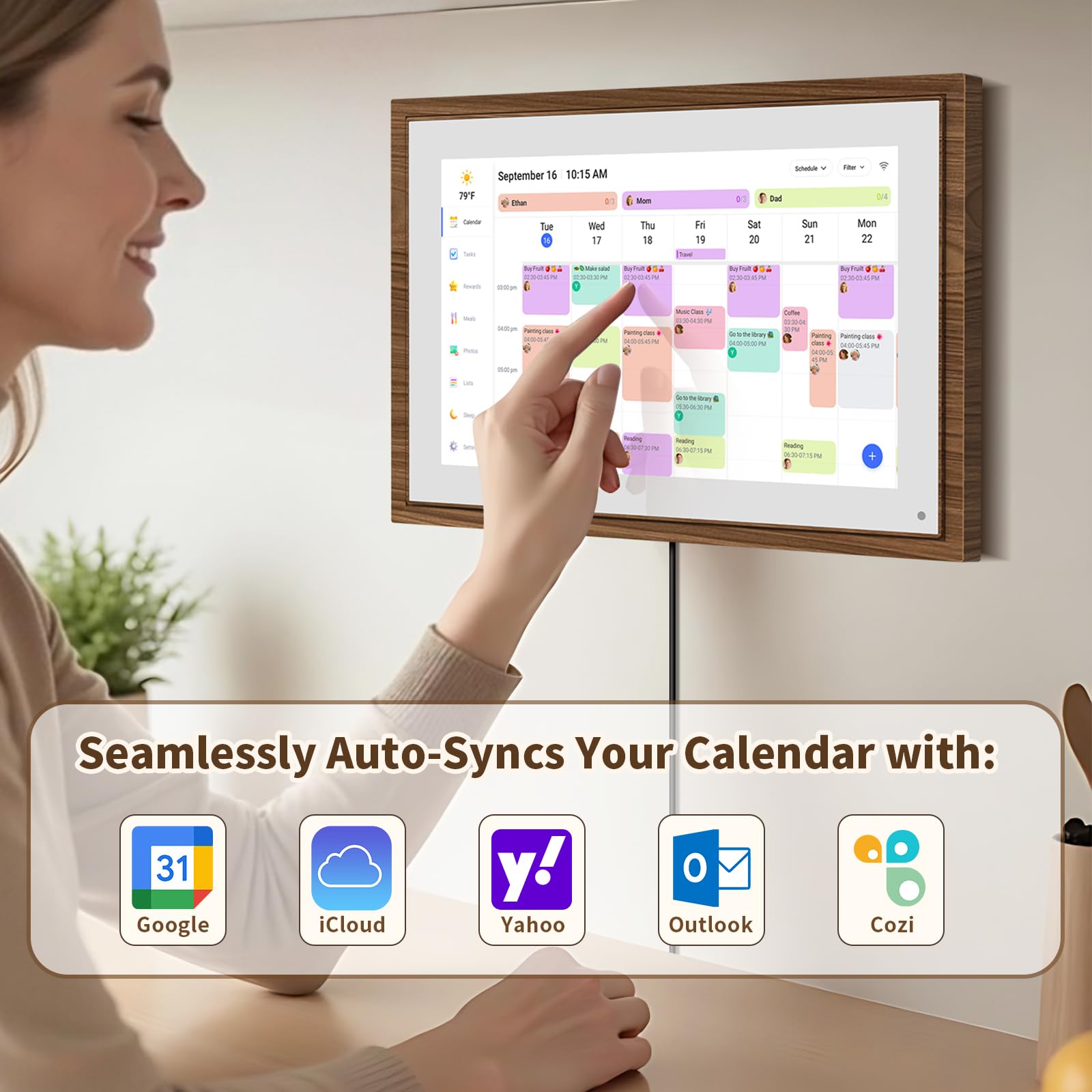 10.1 Inch Digital Calendar Chore Chart with Touchscreen - Full HD Interactive Display, Wall & Desk Mountable Family Planner, To-Do List & Meal Planner, Digital Picture Frame for Sharing Photos via App