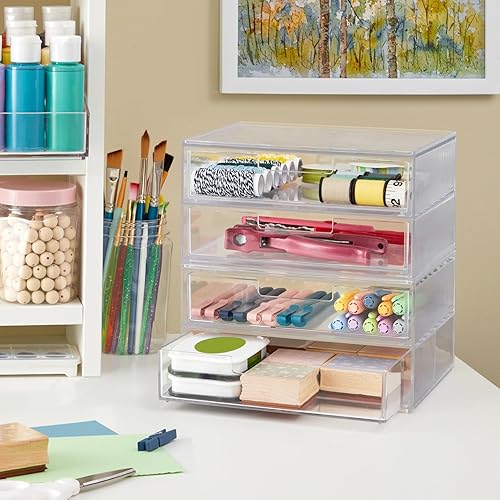 Miniatura 5 de STORi Chloe - Cajones organizadores dobles transparentes apilables  Juego de 2 piezas  Organiza cosméticos y suministros de belleza  Fabricado en