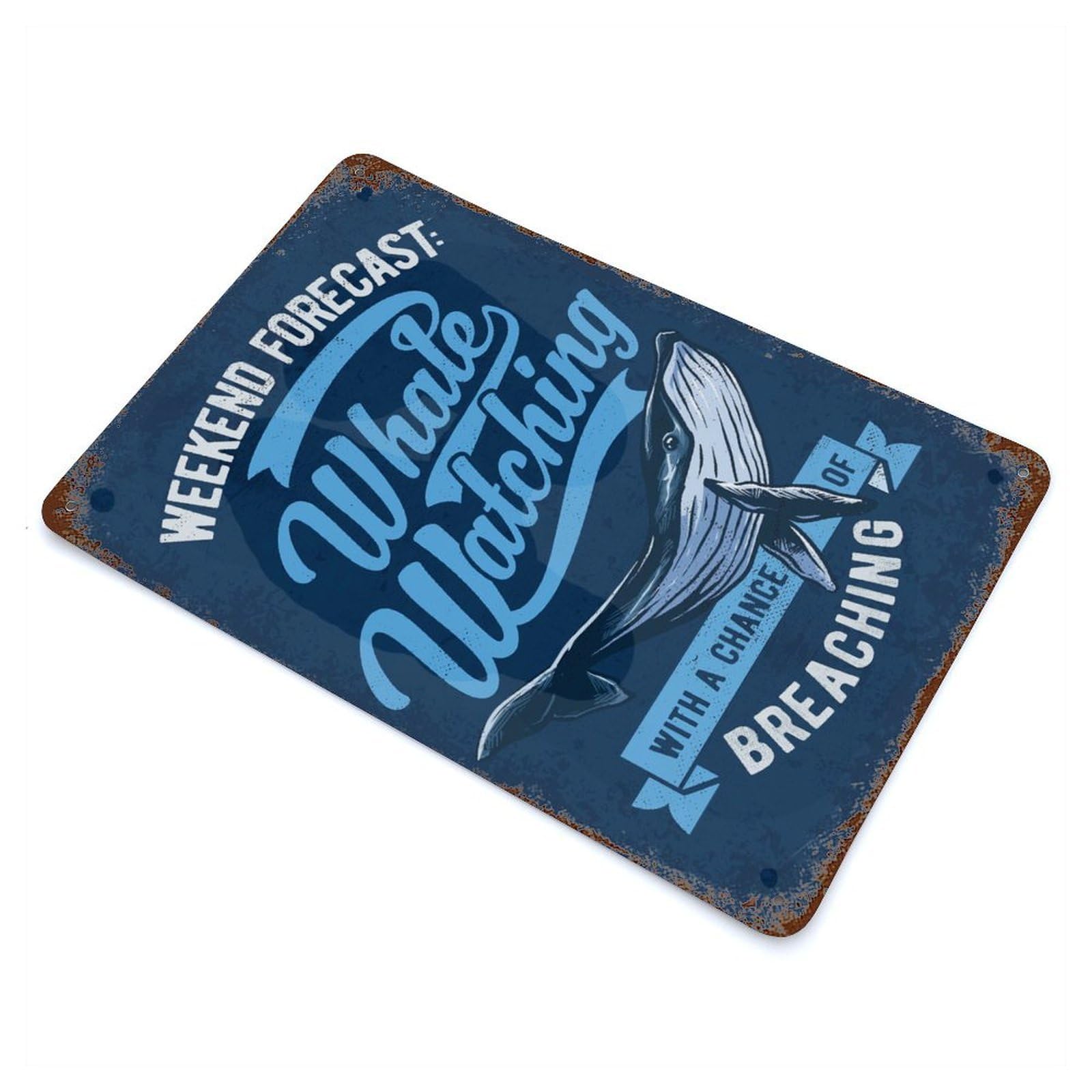 Garage Style Whale Watching Tours Decorative Tin Sign 11.8"x7.9", Rustic Home Decor for Bar And Workshop