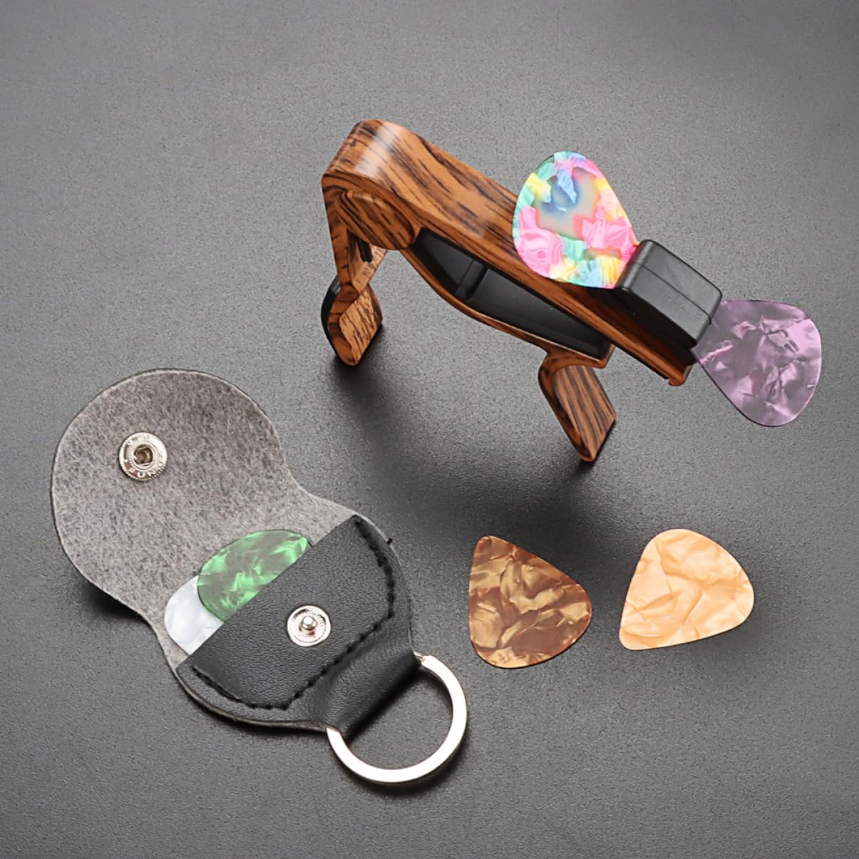Toyvian 4 zestawy strojenia do gitary akustycznej, profesjonalny kapodaster do gitary akustycznej, profesjonalny kapo, kostka gitarowa, zacisk do gitary elektrycznej, gitara basowa, metal, banjo ABS