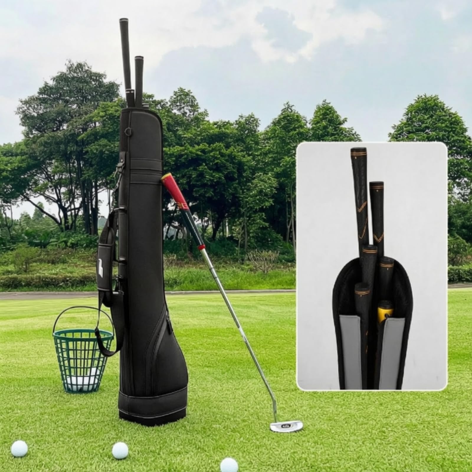 Bolsa Golf con Bolsillos Portátil, Negro