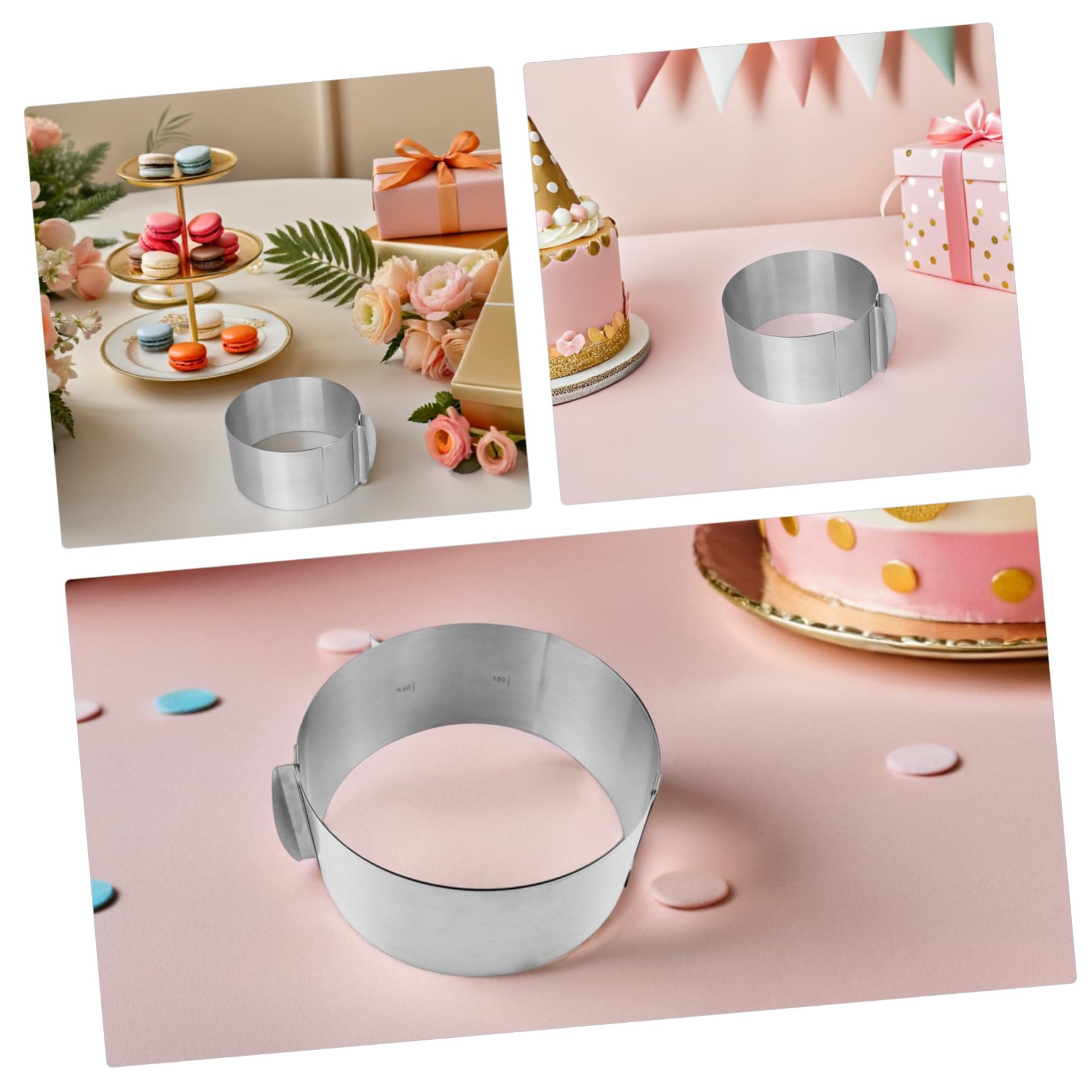 2 Stück Einstellbarer Edelstahl Tortenring Mousse Kuchenform Backform Rund Langlebig Stabil Leicht zu Reinigen für Mousse Tiramisu Dessert Kreative Tortenzubereitung