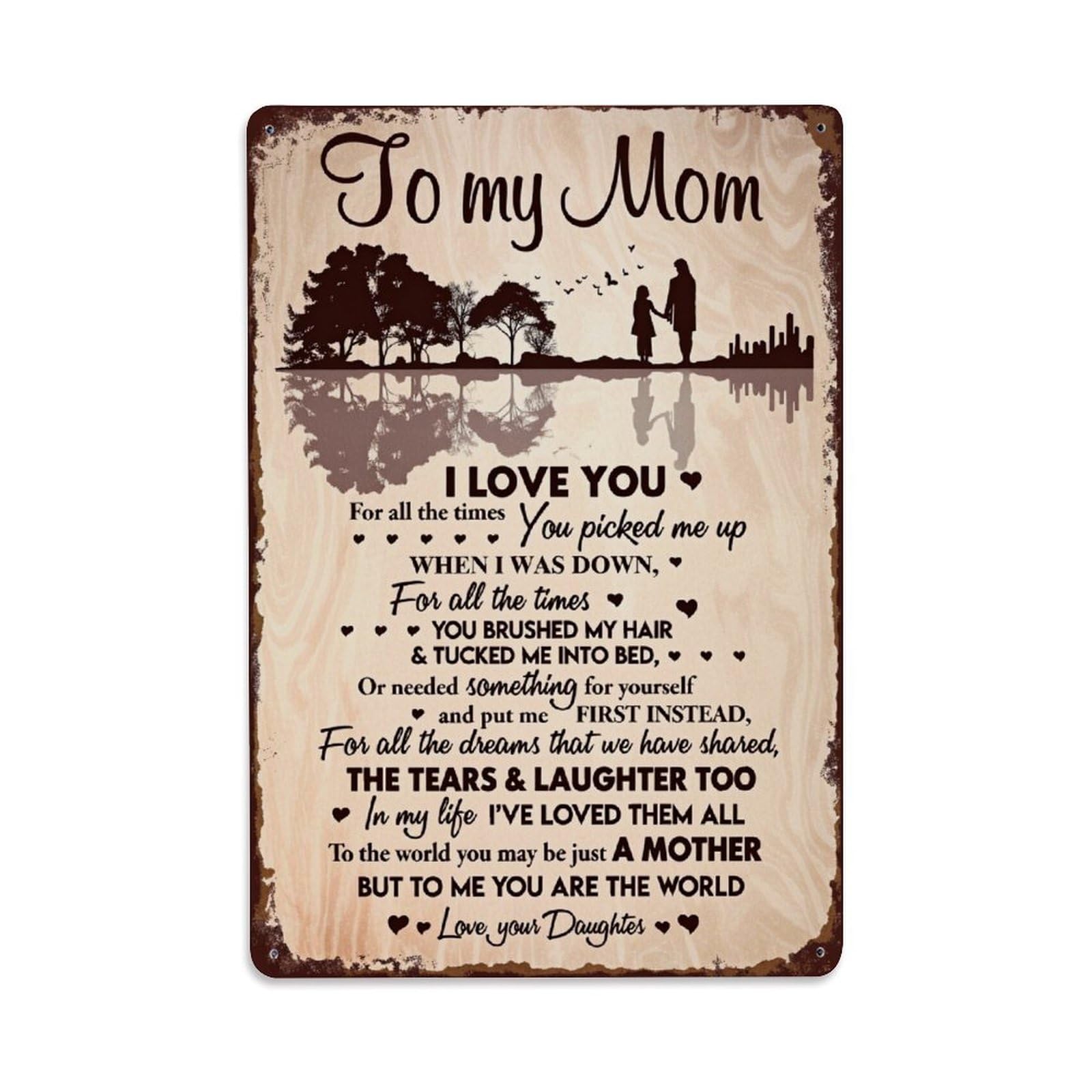 Enderetf Vintage To My Mom Love Poem Tin Sign Metal Poster, Home Bar Garage Man Cave Cafe Indoor & Outdoor Wall Decoration 8X12inches