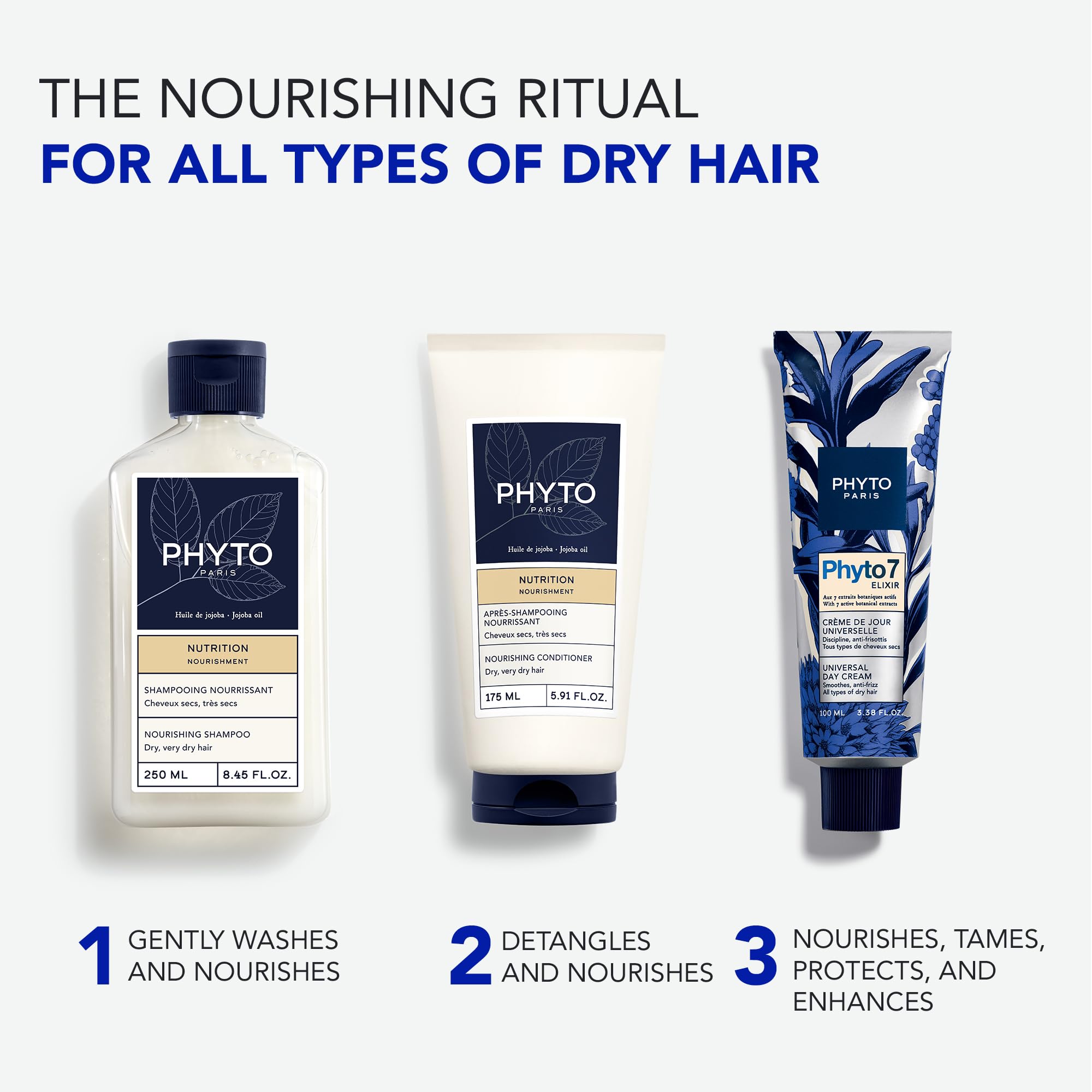 PHYTO 7 crema nutriente da giorno - 50ml – Cura capelli secchi nutriente quotidiano – Protezione anti-crespo 48H – 7 estratti botanici – Crema capelli senza risciacquo