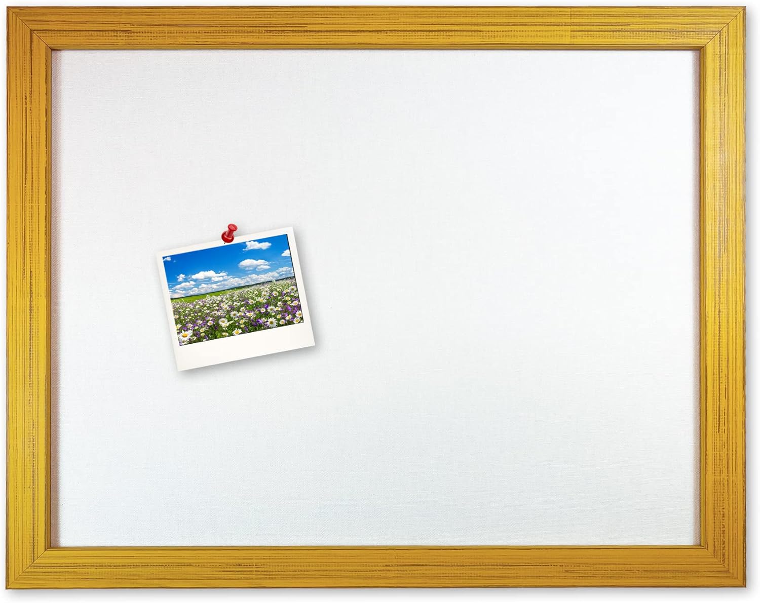 Savanna Barnwood Framed White Fabric Bulletin Board Handcrafted (24x30, Yellow Frame | White Fabric)