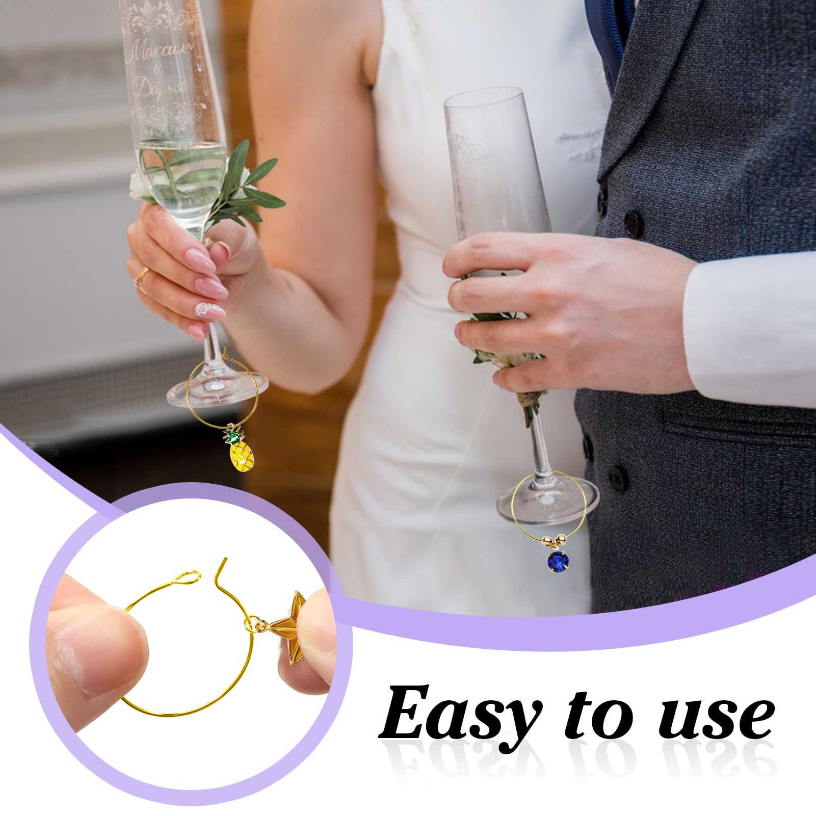 Amazon.com: TOAOB 100pcs Wine Glass Charming Rings 25mm Gold Open Earring  Beading Hoop Favor