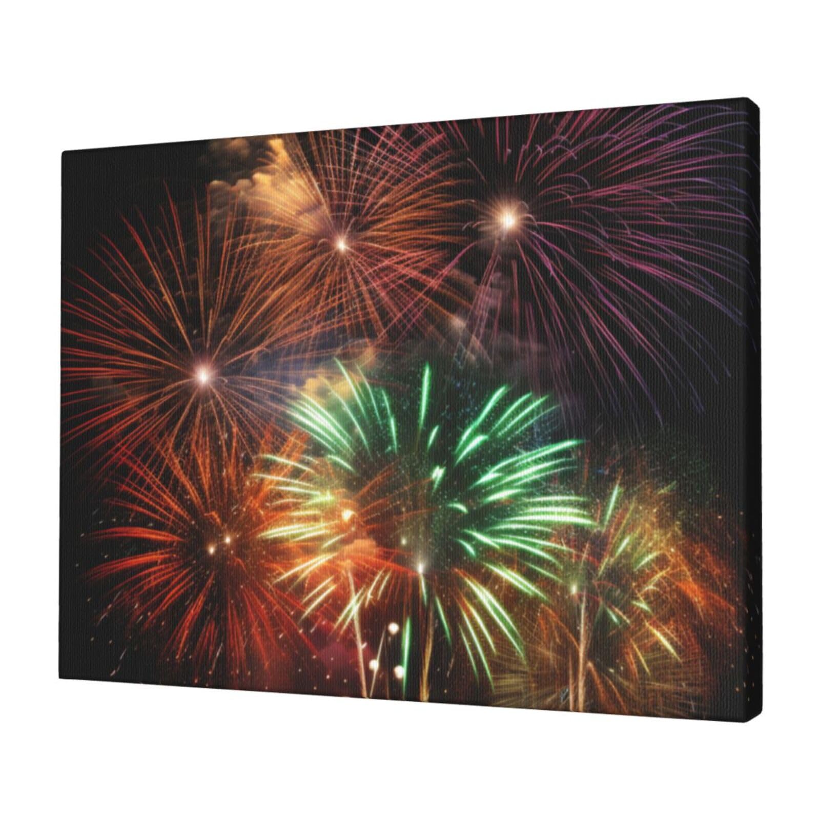 FodPand Canvas Wall Art for Living Room Wall Decor 12"x16" Modern Artwork Painting Pictures Hanging Canvas Prints Splendid fireworks Aesthetic Wall Art for Bedroom Bathroom Office Wallart Decor