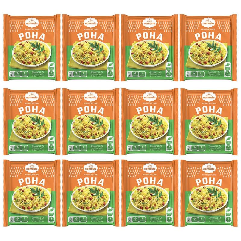 Namaste Chai Breakfast Poha, Instant Poha Mix Ready To Eat in 3 Mins, 60g X 12 Pouch
