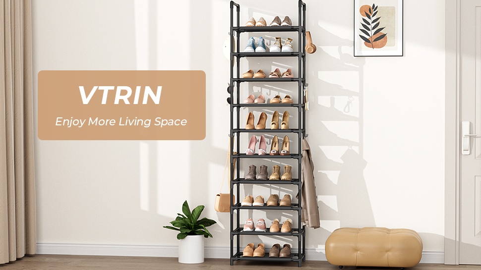 Amazon.com: VTRIN 10 Tiers Tall Shoe Rack Holds 20-25 Pairs of