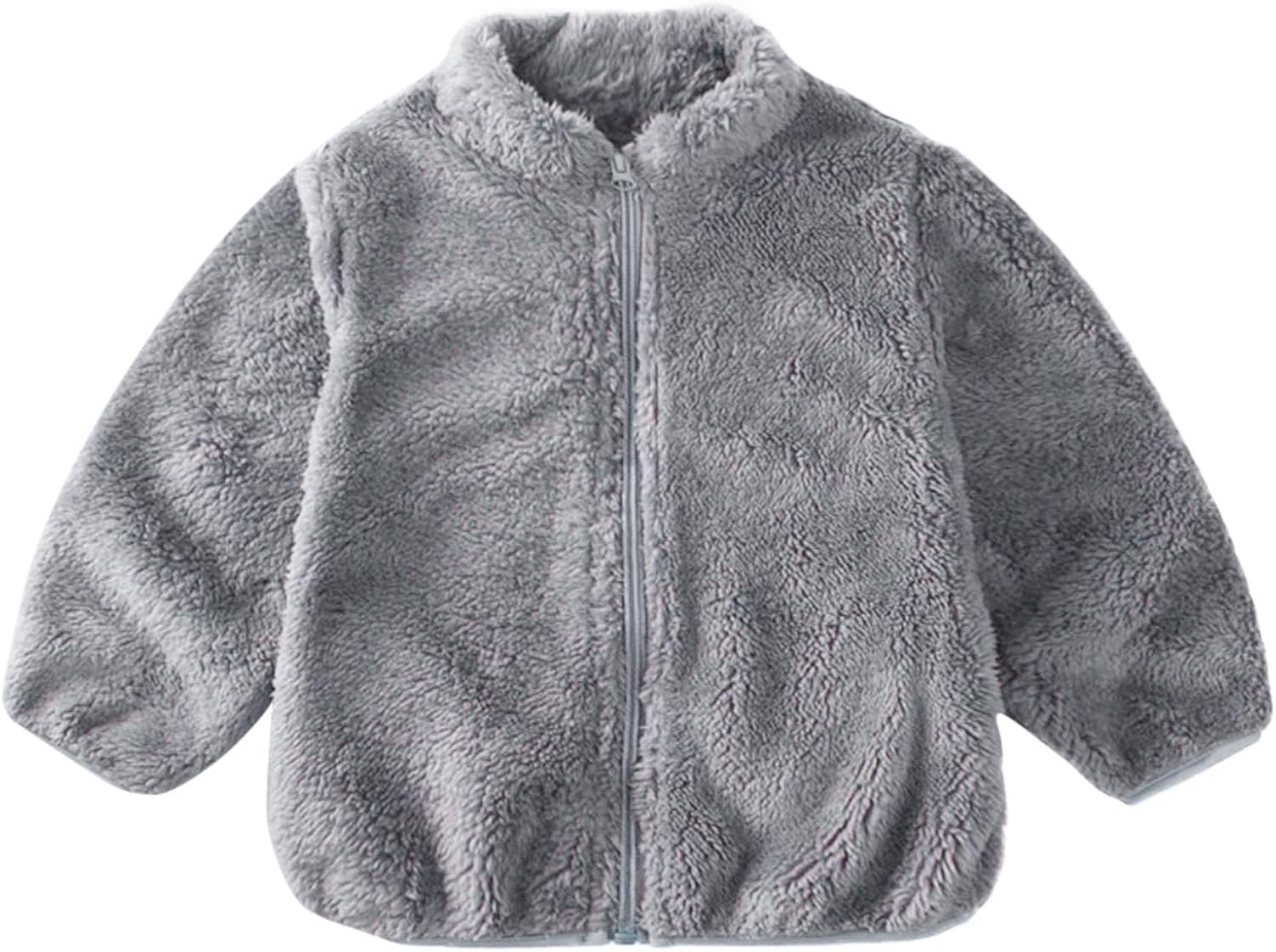 Infant Baby Boys Girls Fleece Long Sleeve Thick Warm Jacket Autumn Winter Outerwear (Grey, 6-12 Months)