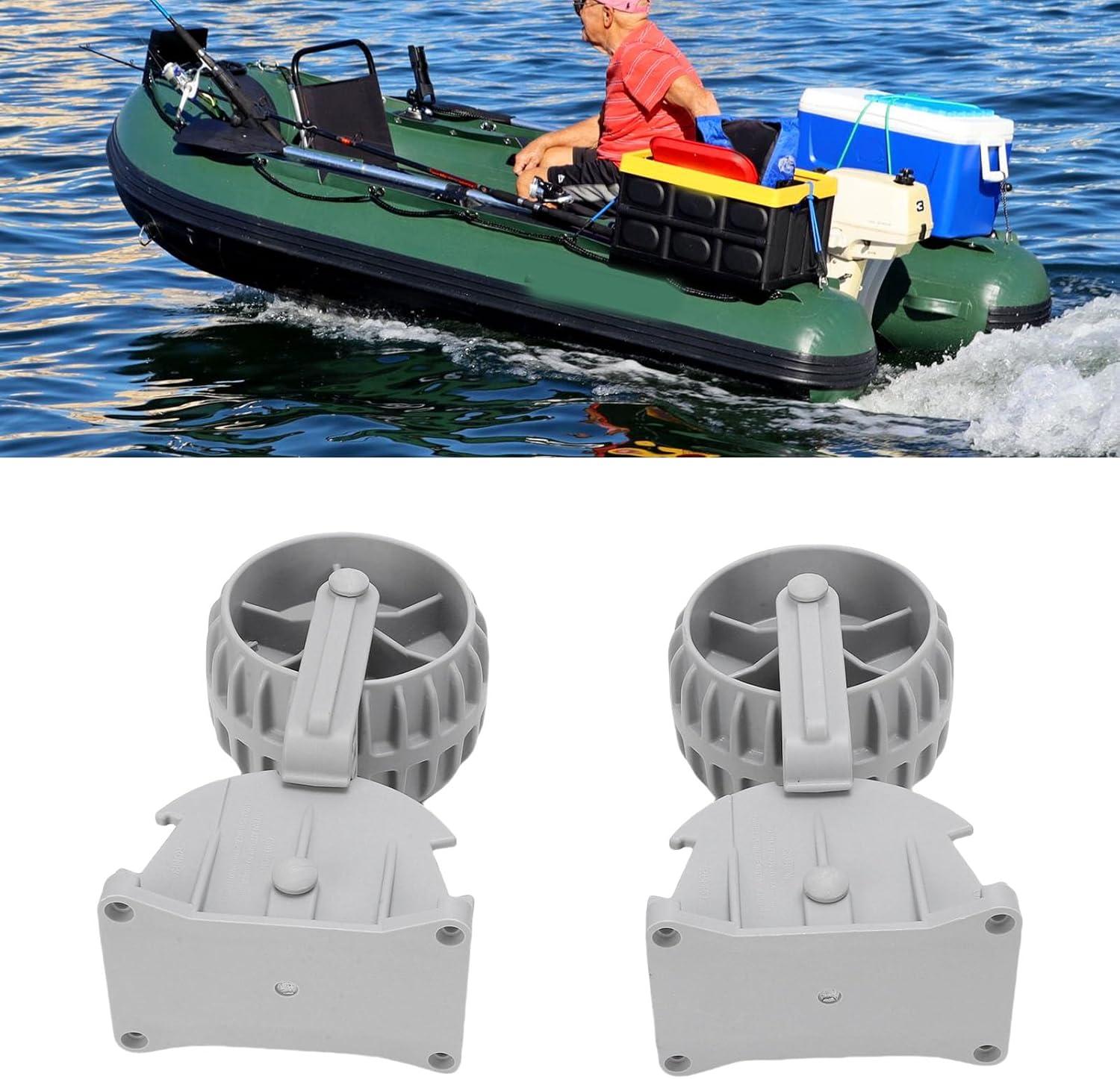 Fabater Inflatable Boat Launching Wheels, Marine Flip up Dinghy Wheels Nylon Ribs Towing Wheels Dinghy Wheeler for Boat Trailer Trolly, 1 Pair, Trailer Launching Wheels