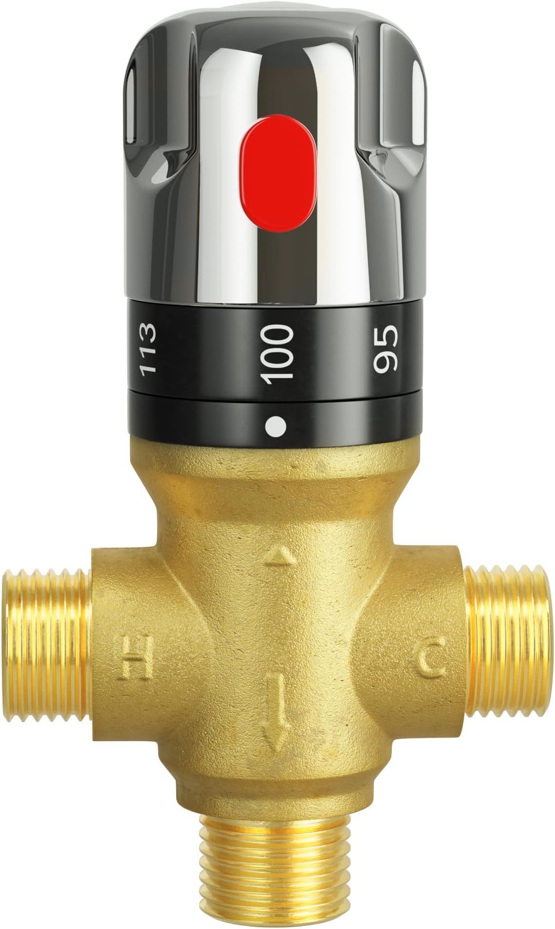 FUGO Thermostatic Mixing Valve, 1/2 NPT Solid Brass Temperature Control Valve