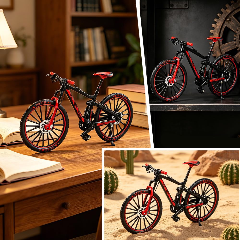 Mini rower na palec, 1:10 miniaturowy model roweru, rower palec MTB, zabawka rowerowa, kreatywny prezent dekoracja do domowego biura do nauczania domu klub biurowy