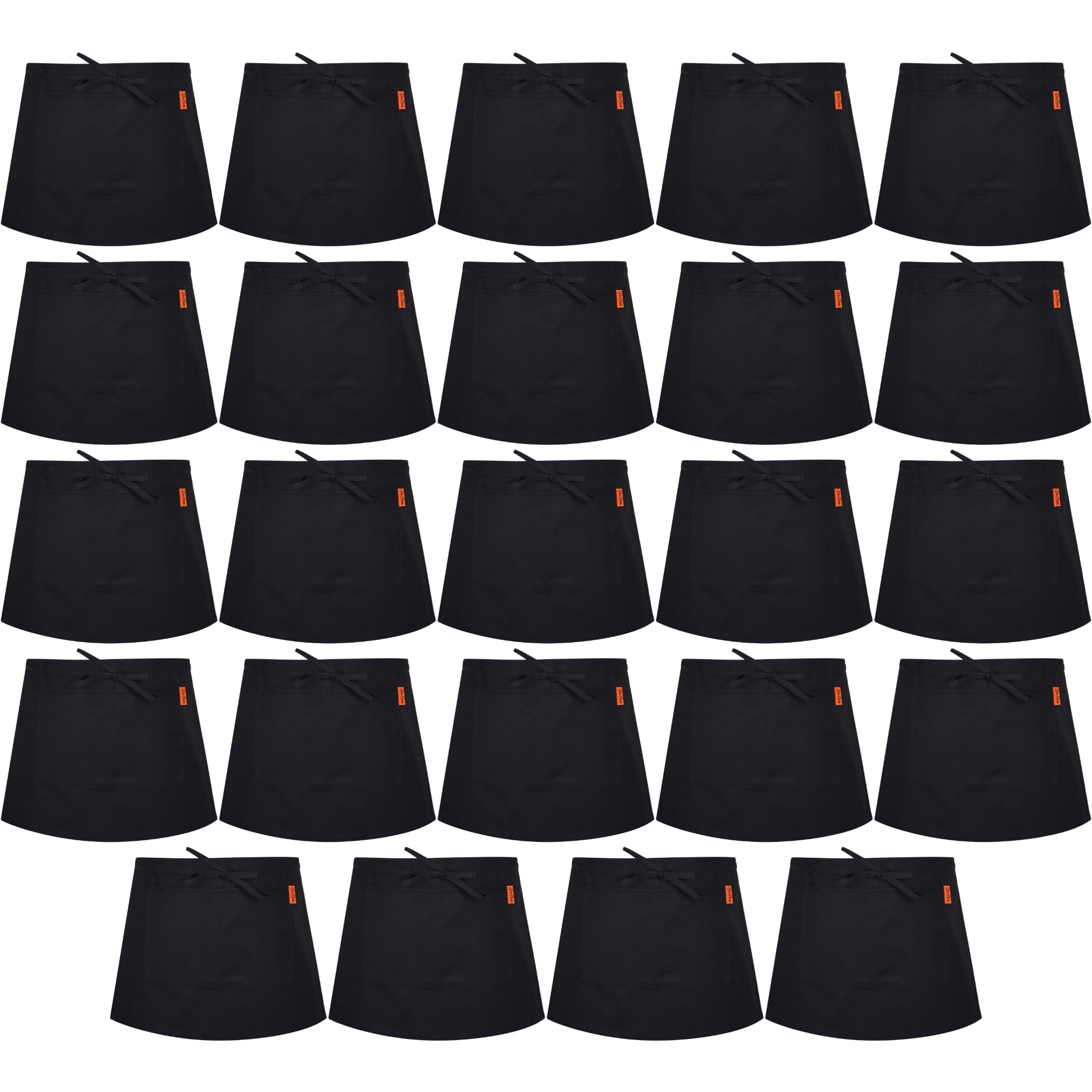 Be Buz Men's Black Waist Apron, Waiter Waitress Aprons With 2 Pockets Bistro Restaurant Gardening Half Apron For And Wo (24, )