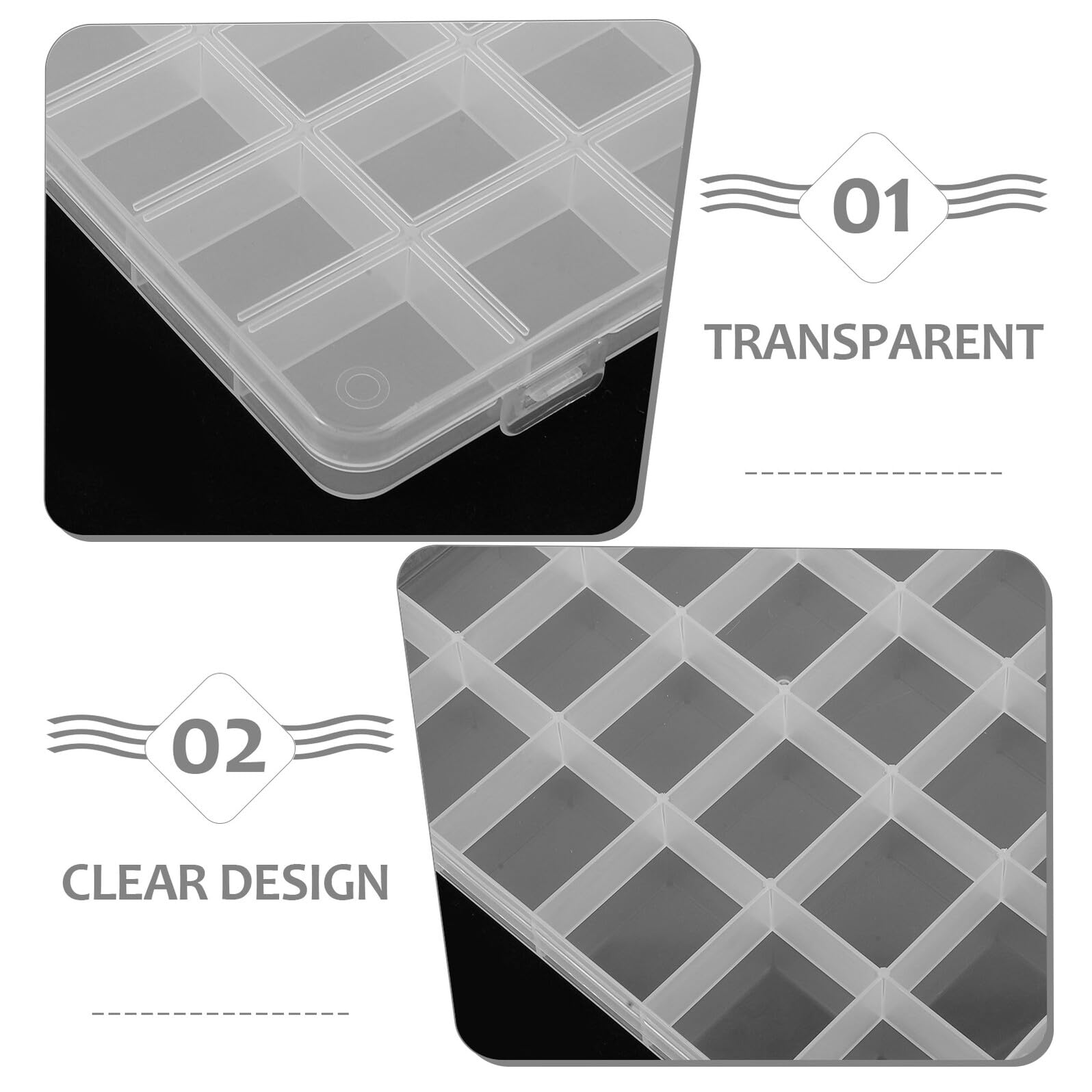 5 Pezzi Organizer per Perline con Scomparti in Plastica Trasparente Scatole Resistenti per Gioielli Componenti e Artigianato Contenitori Leggeri per Conservazione e Creazione