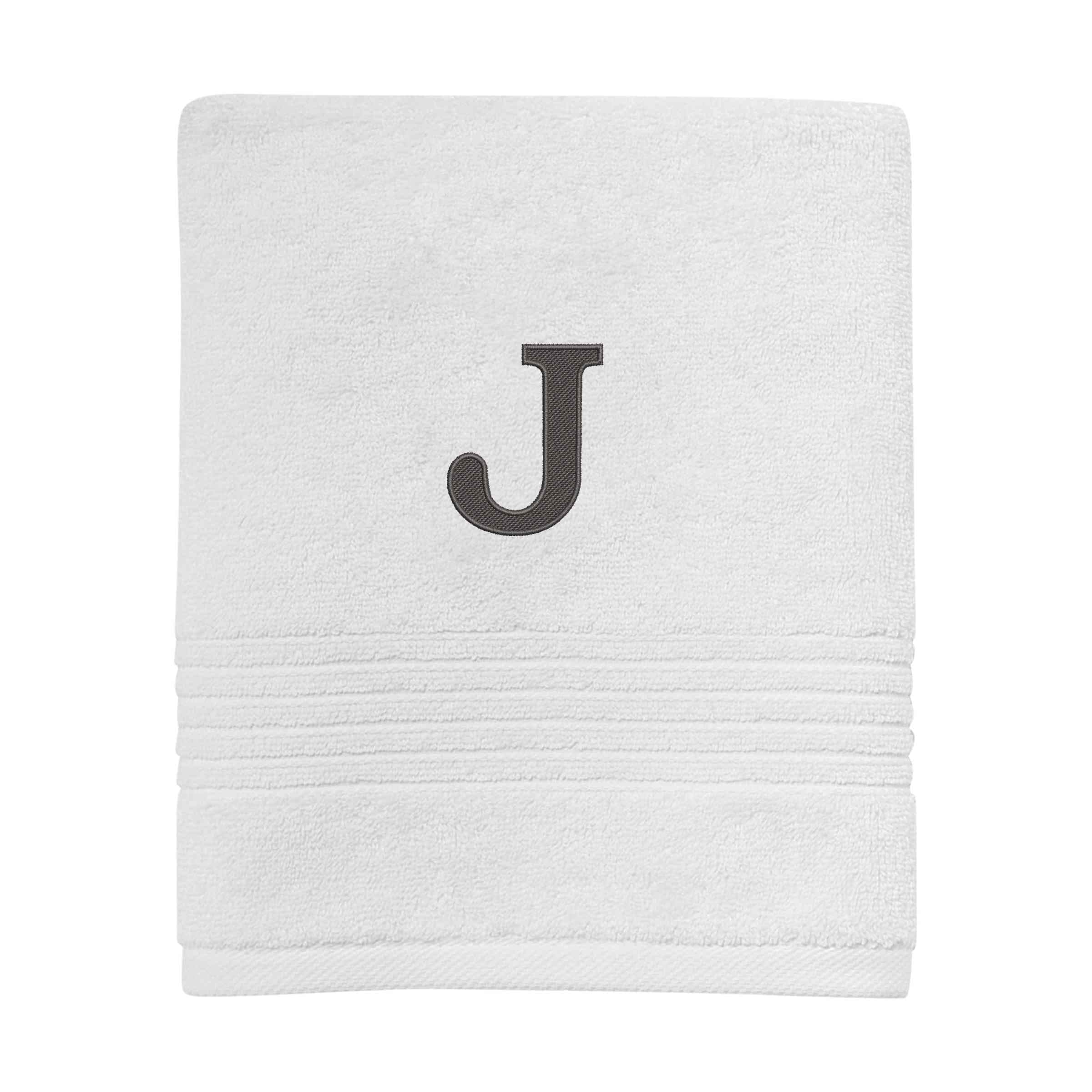 Avanti Linens - Hand Towel, Soft & Absorbent Cotton, Embroidered Bathroom Decor (Monogram Collection, Initial J)