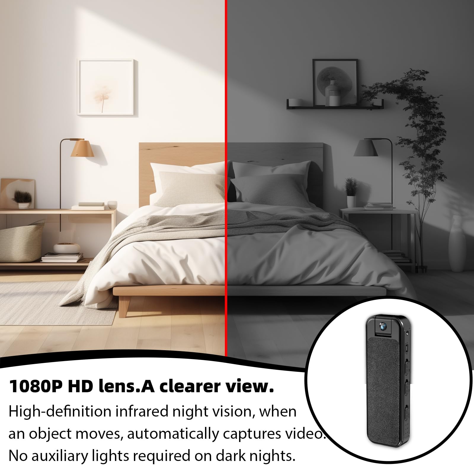GOMETY Caméra Mini Portable WiFi 1080P, Petite Bodycam Caméra de Corps Caméra de Surveillance avec Objectif Rotatif à 180°, Mini Caméra de Sécurité pour Surveillance Intérieure Extérieure Équitation