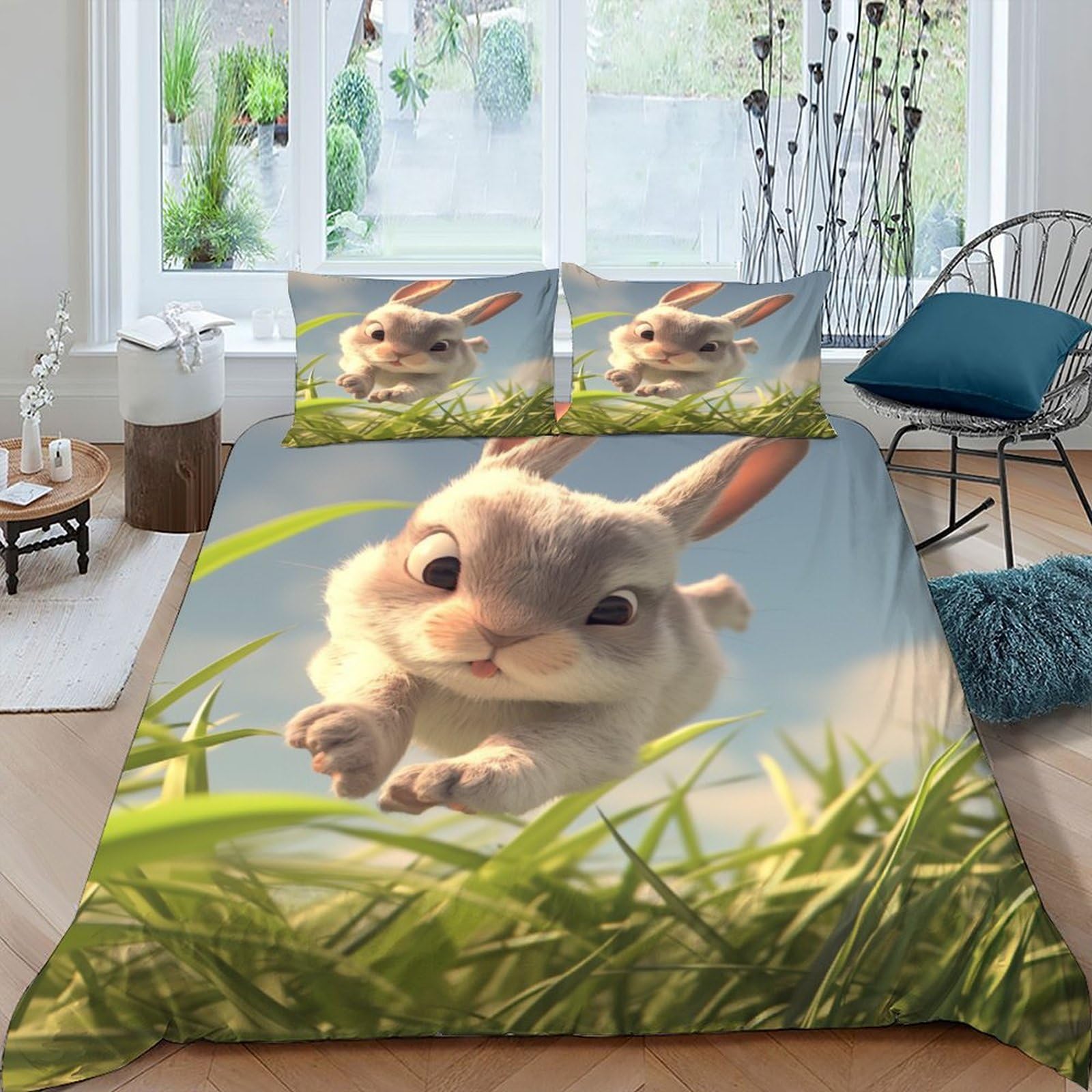 Housse de couette animaux 3D anti-plis en microfibre King pour en finir avec le repassage