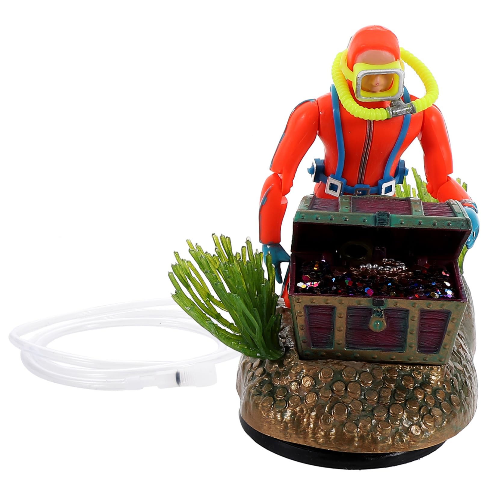 Mobestech Lot De 2 Décorations Pneumatiques pour Chasse Trésor Figurines De Plongeur Miniatures pour Aquarium Décoration LED en Plastique Couleur Aléatoire