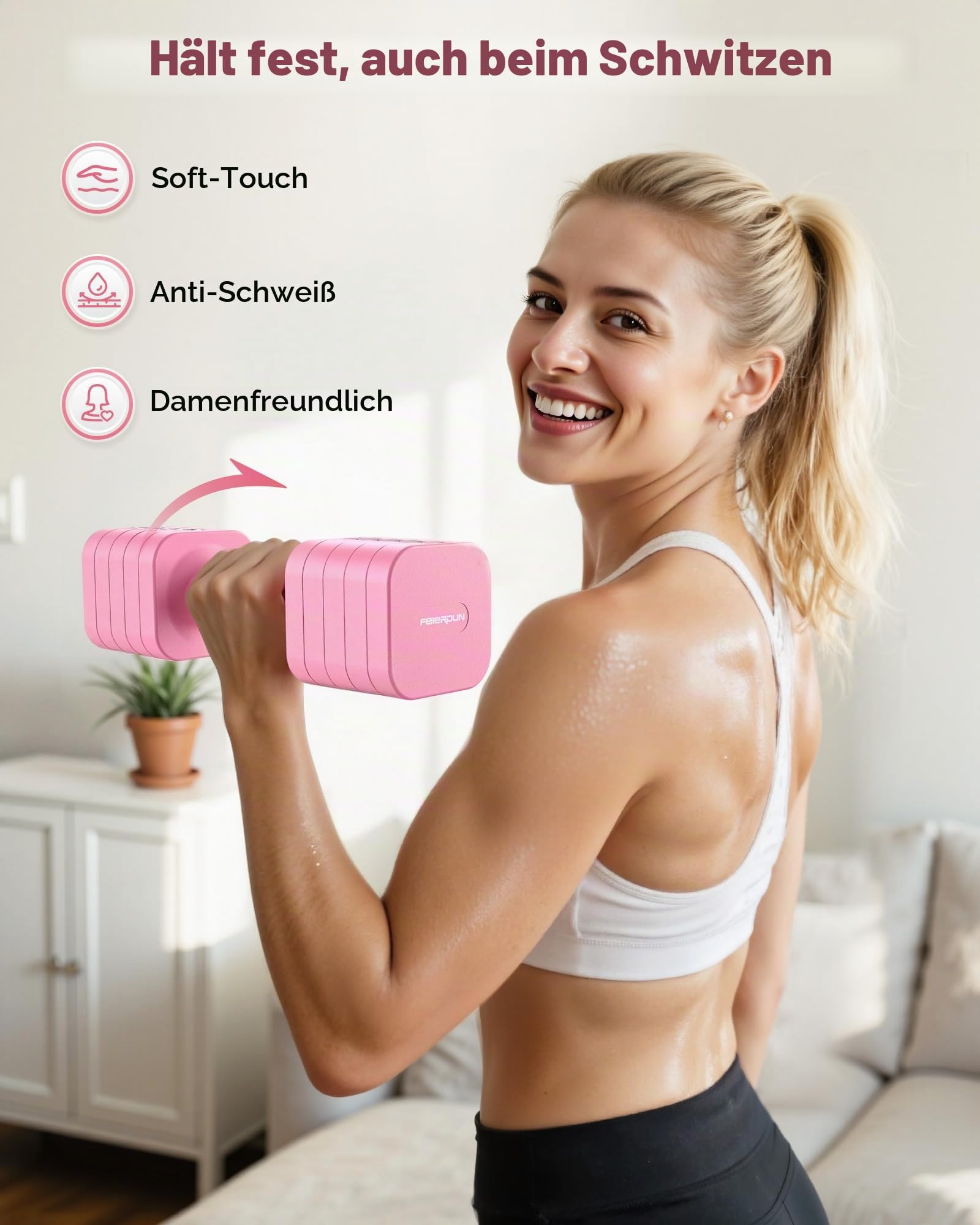 FEIERDUN 2x2,7kg/6lb und 2x4,5kg/10lb Hantelset für Frauen, Dumbbell Set | Doppelter Verriegelungsschutz, Leicht zu verstauen, 1S Schnellverstellgewicht