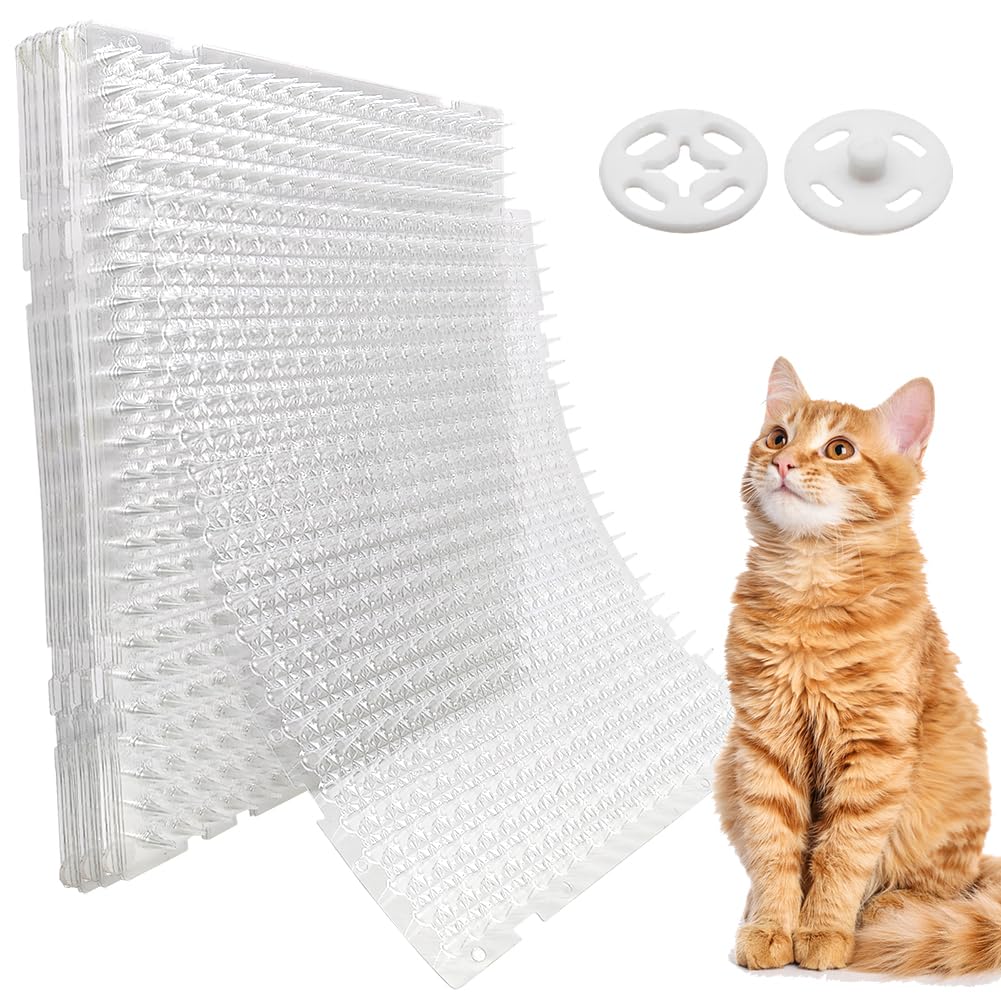 Ley's 18 Pack Cat Deterrent Mat, 16x13 Inch Scat Mat with Spikes, Humane Repellent Mat to Stop Scratching & Digging, Indoor/Outdoor Pet Training Mat