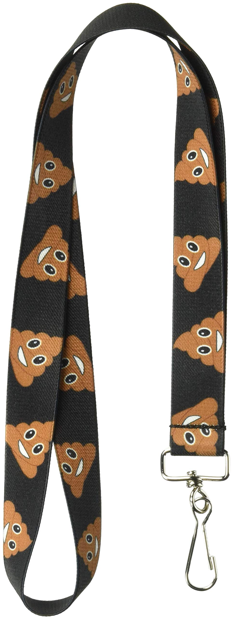 Buckle-Down Lanyard - Emoji Accessory, Emoji Poopy Face Scattered Black/Brown, Standard