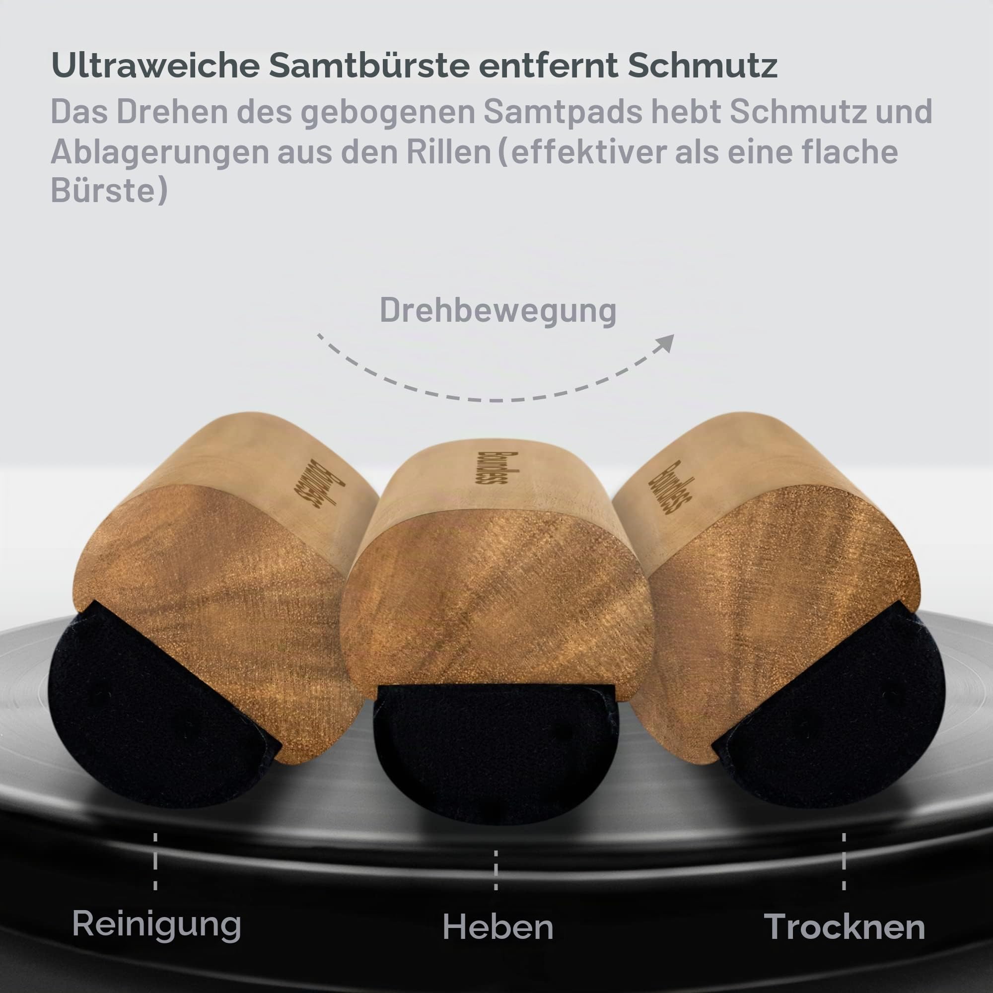 Boundless Audio Schallplatten-Reinigungsset – 5-in-1-Reinigungsset für Vinyl-Schallplatten, inklusive Samt-Bürste, Stylusbürste, Schallplattenreinigungslösung, Reinigungsbürste und Metalletui