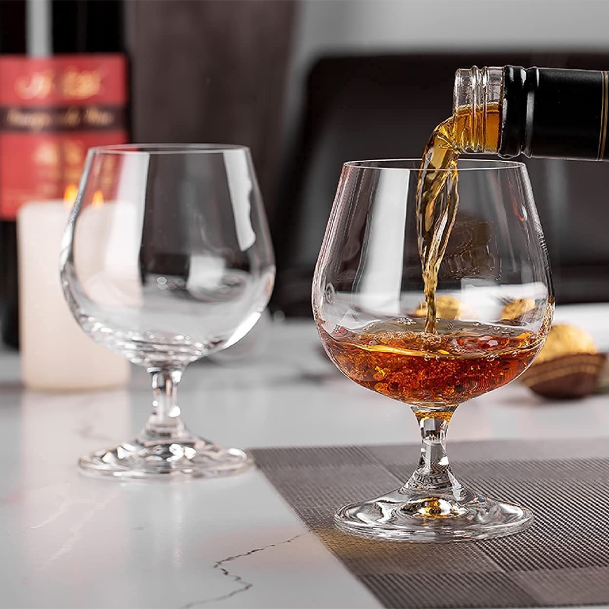 ROSEFINCH Crystal Cut Wine Glasses - 250 ml Set of 6 Transparent Long Glass | Brandy Glasses | Wine Glass | Tumbler Brandy Glass White Wine Glass Crystal Clear Red Wine Glasses 2