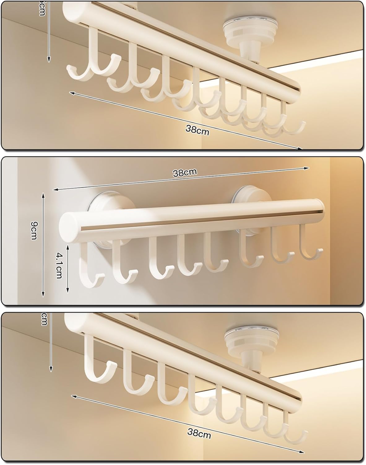 White,A,Sliding Tie Racks for Closet, Pull Out Closet Valet Rod, Sliding Tie Racks, 8 Tie Hanger Pull Out Belt Rack Extendable Wardrobe Closet Organizer with 8 Hooks for Belts, Ties, and Scarves