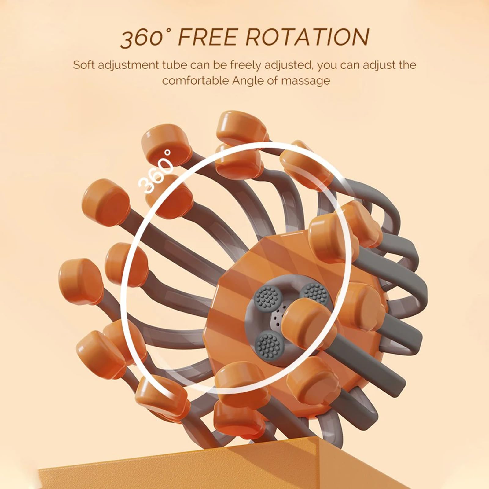 Octorelax Head Massager, Kopfmassagegerät Elektrisch, 360° Kopfhaut-Massagegerät mit 5 Modi, 20 Massageköpfen, LED-Rotlicht, Timer, Tragbar Kopfmassage für Damen Herren (Schwarz)