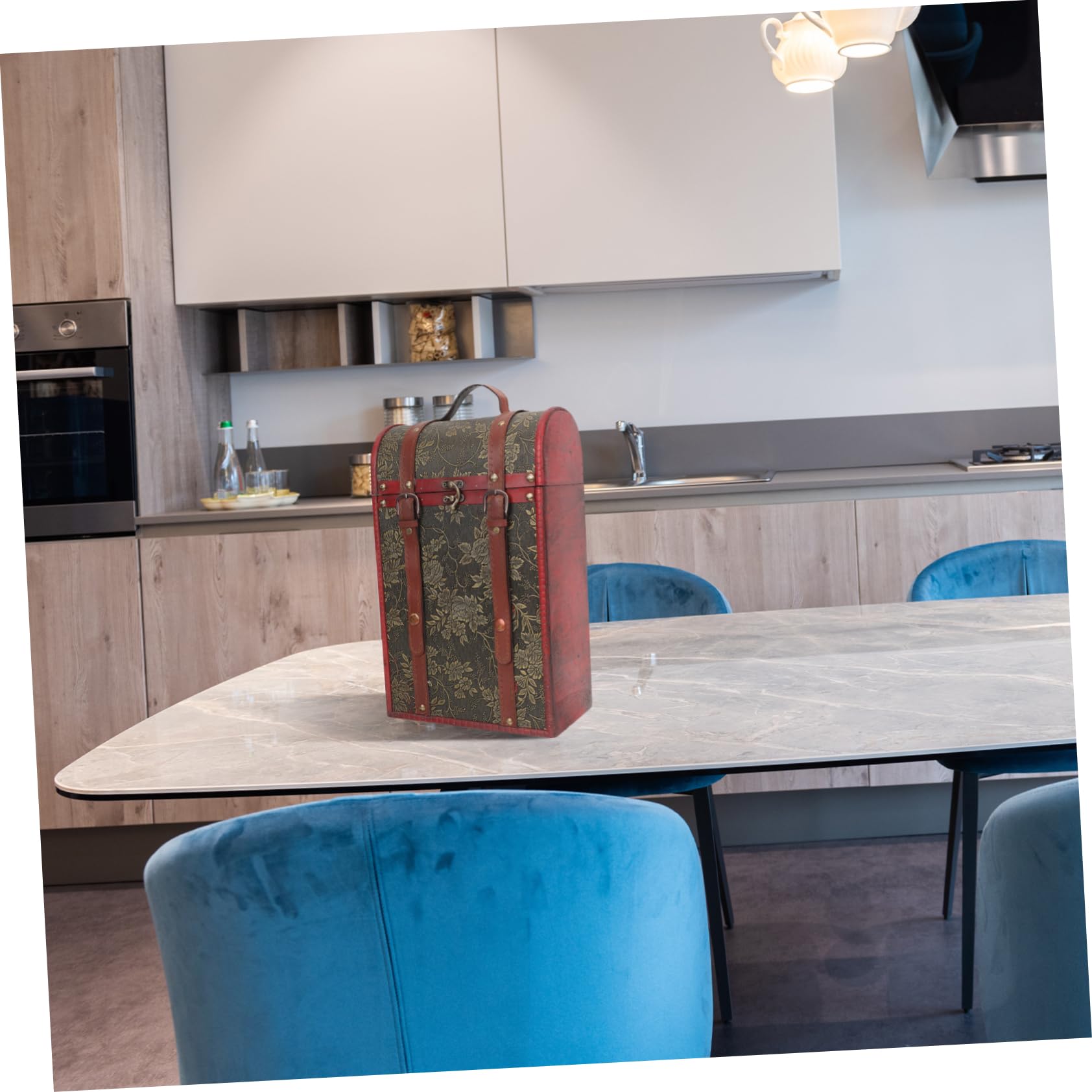 TOPBATHY Scatola Vino in Legno Retrò a Doppia Bottiglia Interno | Pu, Fissaggio Stabile, Resistente All’usura, Confezione Raffinata per Regalo e Trasporto Colore Casuale