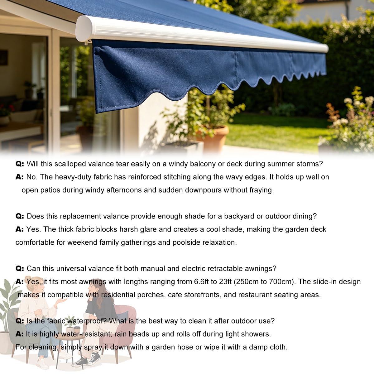 Générique Volant de Remplacement pour Store Banne Extérieur avec Bande de Fixation, Lambrequin H 25CM pour Terrasse Patio, Tissu Polyester Résistant aux UV et à l’Eau(Beige,B340cmxH25cm)