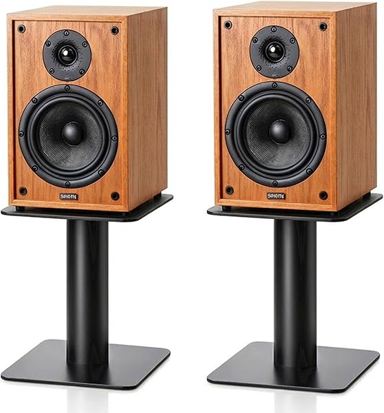 5-8 Inch Desktop Speaker Stands with Cable Management, 25kg Heavy Duty Steel Desk Speaker Stand for Bookshelf Speakers & Studio Monitors, Stable Desktop Speaker Stand Pair, Cleaner Desk Audio Setup - 1