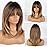 Alanhair Ombre Brown Wigs for Women,Shoulder-Length Layered Wigs with Bangs Heat Resistant Synthetic Fibre Wigs