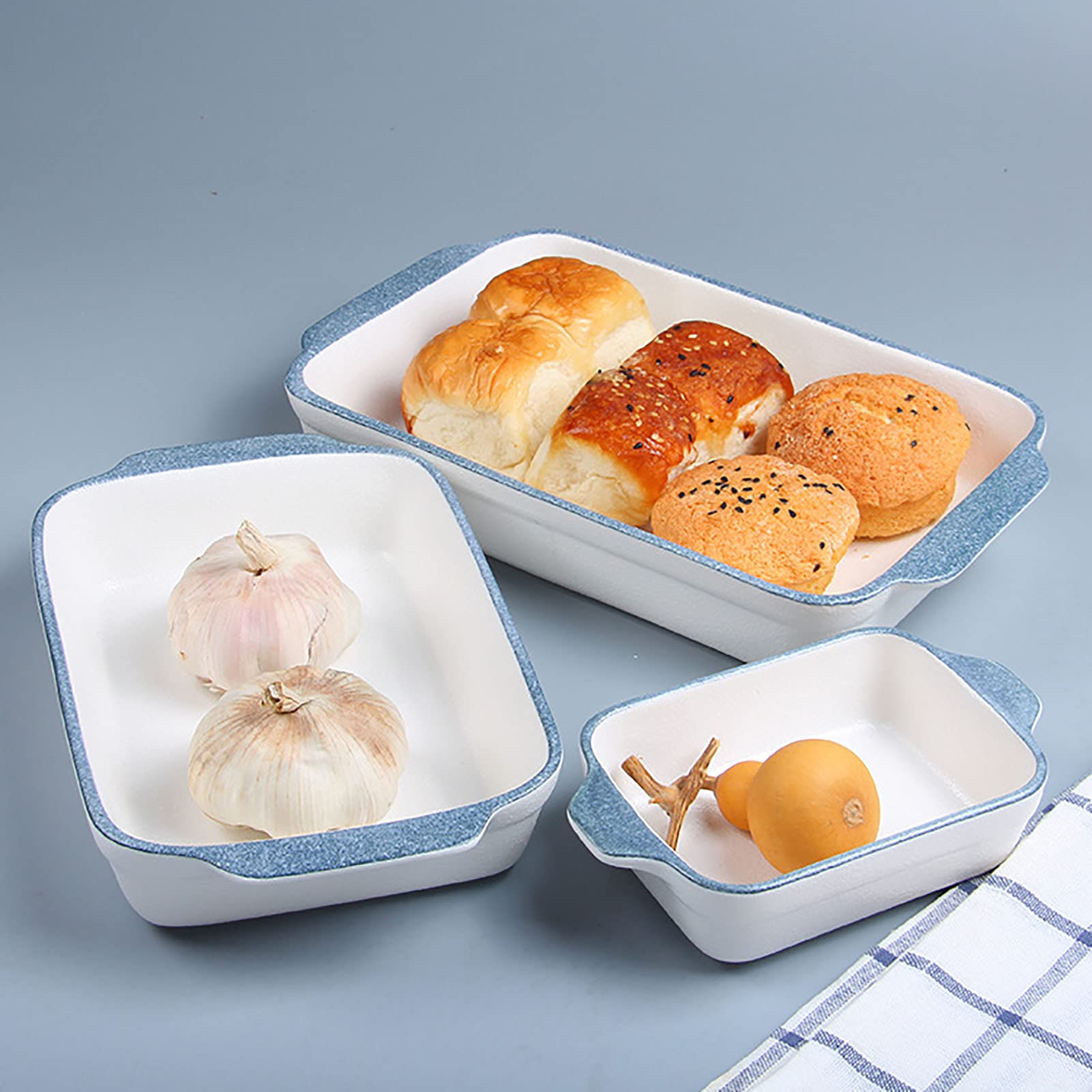 Prostokątne naczynia do pieczenia, duże, głębokie, ceramiczne patelnie do lasagne, bezpieczne w piekarniku, do gotowania, pieczenia, serwowania
