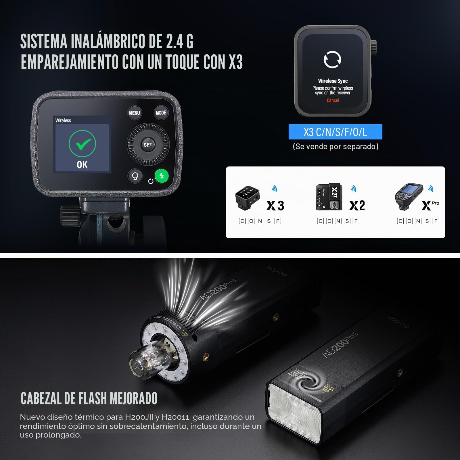 Godox AD200Pro II AD200ProII Flash para Exteriores Flash Flashgun with BD-07II 200Ws 2.4G TTL,500 Flashes con Flashgun de Bolsillo de Gran Potencia para Canon,Sony,Nikon,Fuji,Olympus,Panasonic