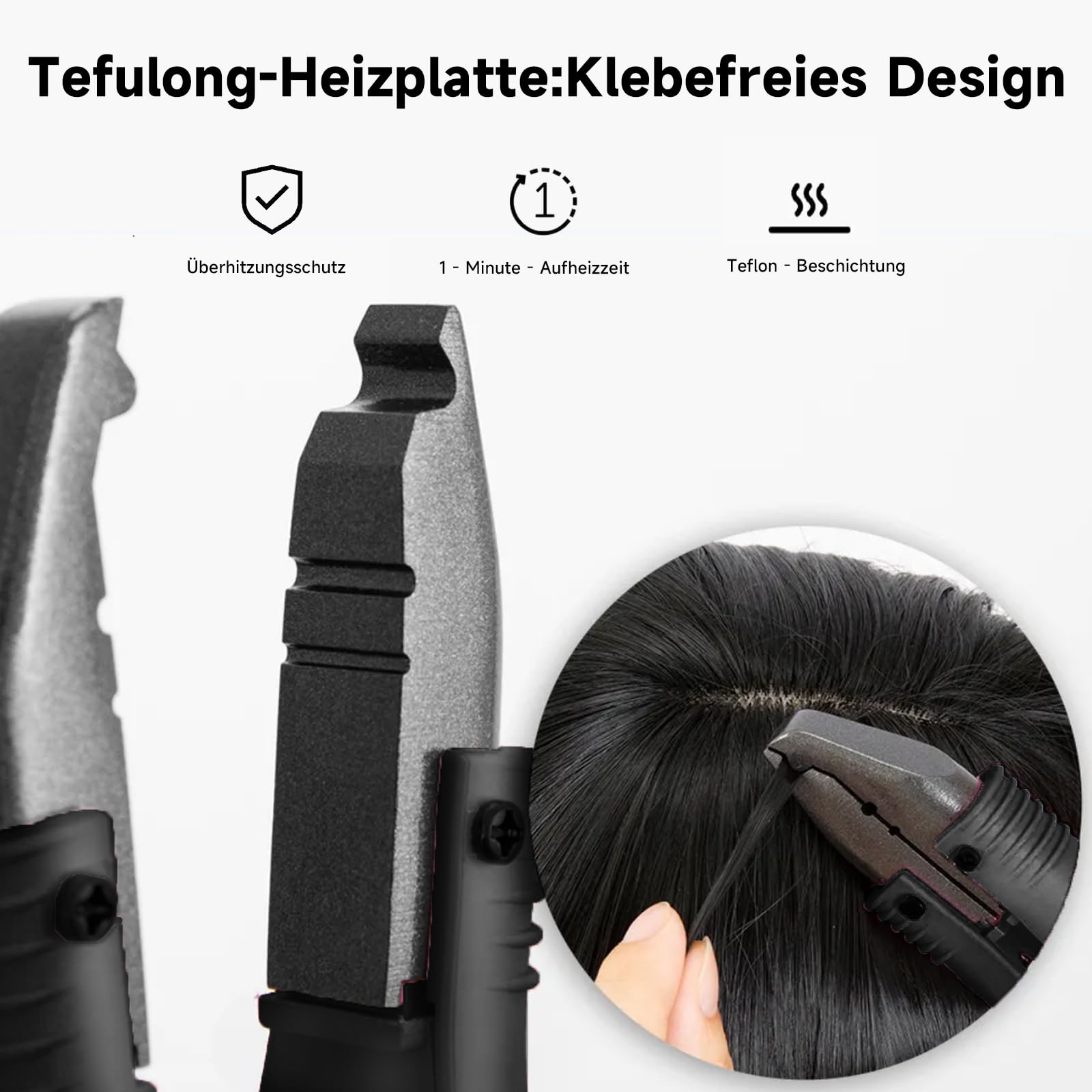 Fér à extensions cheveux professionnel à température réglable et constante, plaque chauffante revêtue de Téflon, corde pivotante pour I/U/Tips ongles