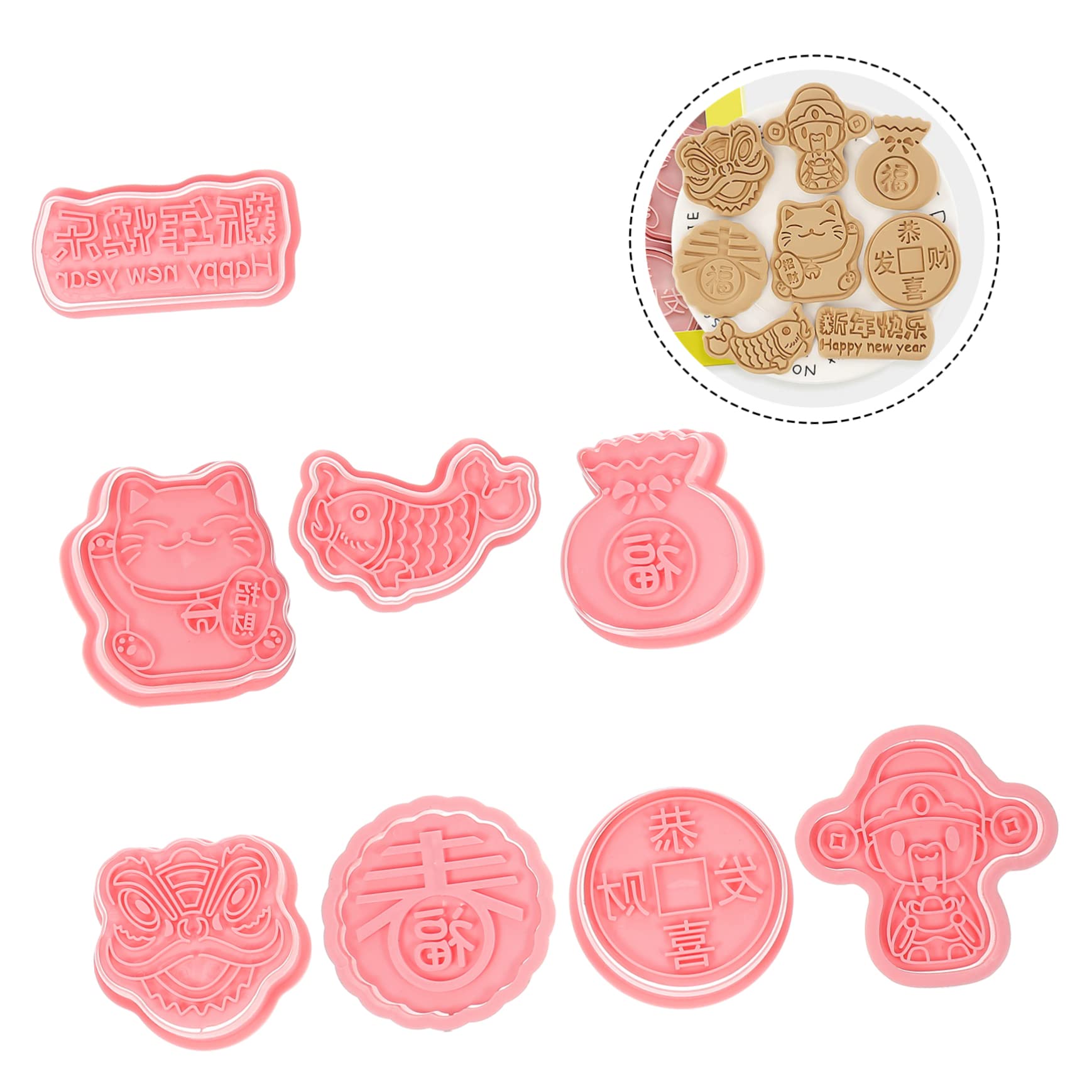PRETYZOOM 40 Pièces pochoirs du nouvel an moules à pâtisserie moules à biscuits moule de noel emporte piece noel décor emporte-pièces à biscuits moule à biscuits bricolage Plastique rose
