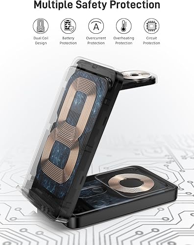 Miniatura 4 de Cargador inalámbrico para Samsung, estación de carga inalámbrica 3 en 1 para Samsung Galaxy S25 UltraZ Fold7Flip7S24, cargador plegable para Samsung
