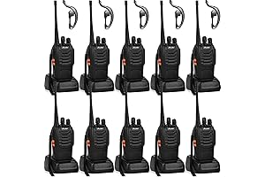 Ansoko Walkie Talkies - Pack of 10 Long Range Rechargeable UHF 16-Channel Radios