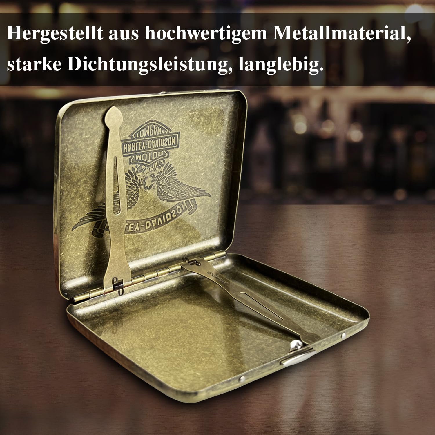 2 Zigarettenetui Metall, Zigaretten Box, Edelstahl Zigarettenetui Damen/Herren, Zigarettenschachtel Vintage für 20 Zigaretten, Cigarette Case für Hosen und Hemdtaschen 85mm