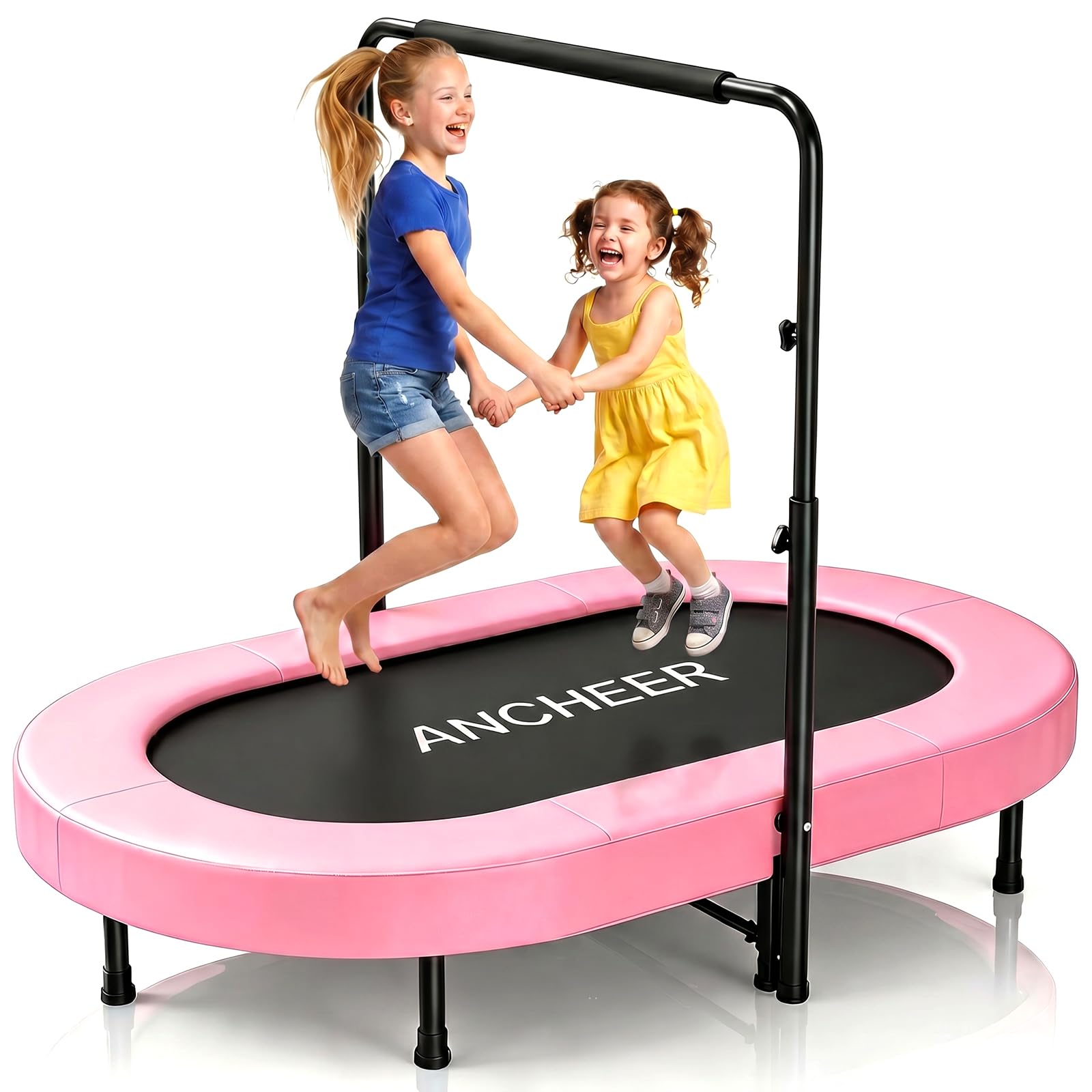 ANCHEER trampolim interno infantil, mini trampolim dobrável de 56 "com guiador ajustável