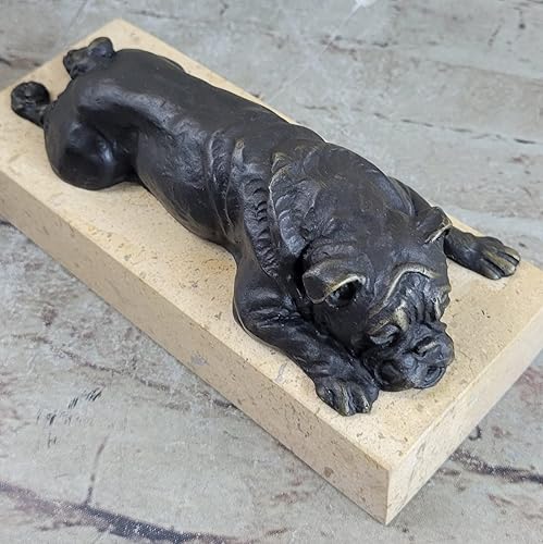 Miniatura 3 de Estatua de bronce de Bulldog Inglés montada sobre una base de mármol, regalo de arte original por Think Bronze Decorative Art