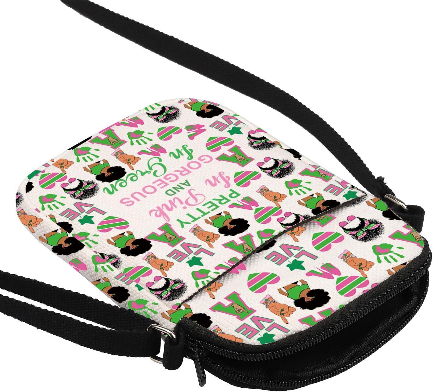 HOLLP Sorority Crossbody Bag Sorority Graduation Gift Pretty Pink and Green Small Sling Bag Gift for Women - Image 8