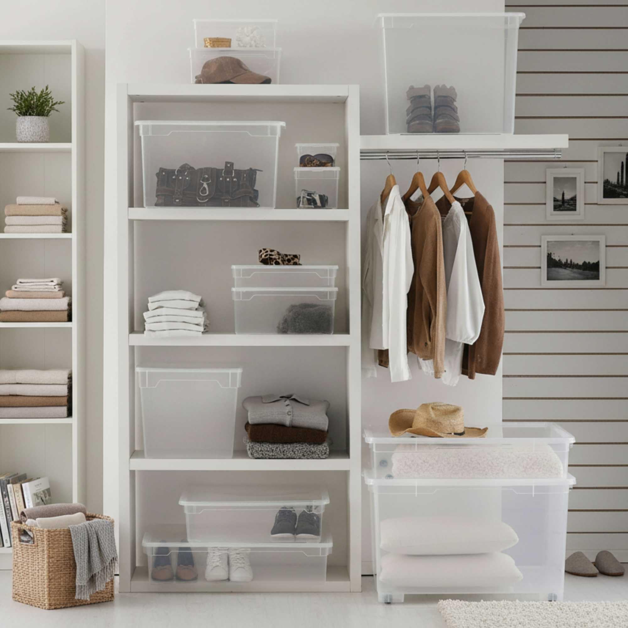 Sundis Clear Box, set di 6 scatole portaoggetti 22l, con coperchio, plastica trasparente, impilabile, ideale per riporre stivali e scarpe invernali