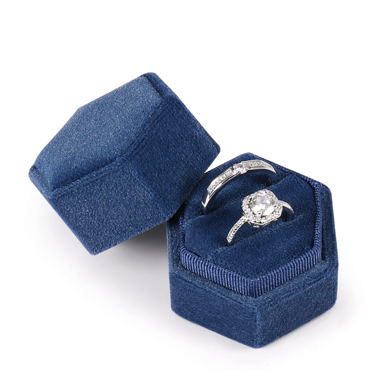 Buy Flexzion Velvet Double Slot Ring Holder Jewelry Box Antique Hexagon