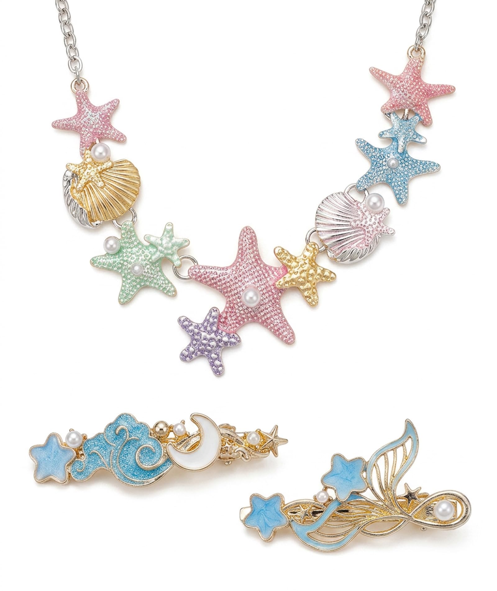 3Pcs Beach Necklace for Women, Beach Accessories For Women, Bohemian Jewellery Set, Colorful Charm Accessories for Beach Vacations and Summer Activities, Necklace and Hair Clip Collection for Casual Fashion Styling-image-27