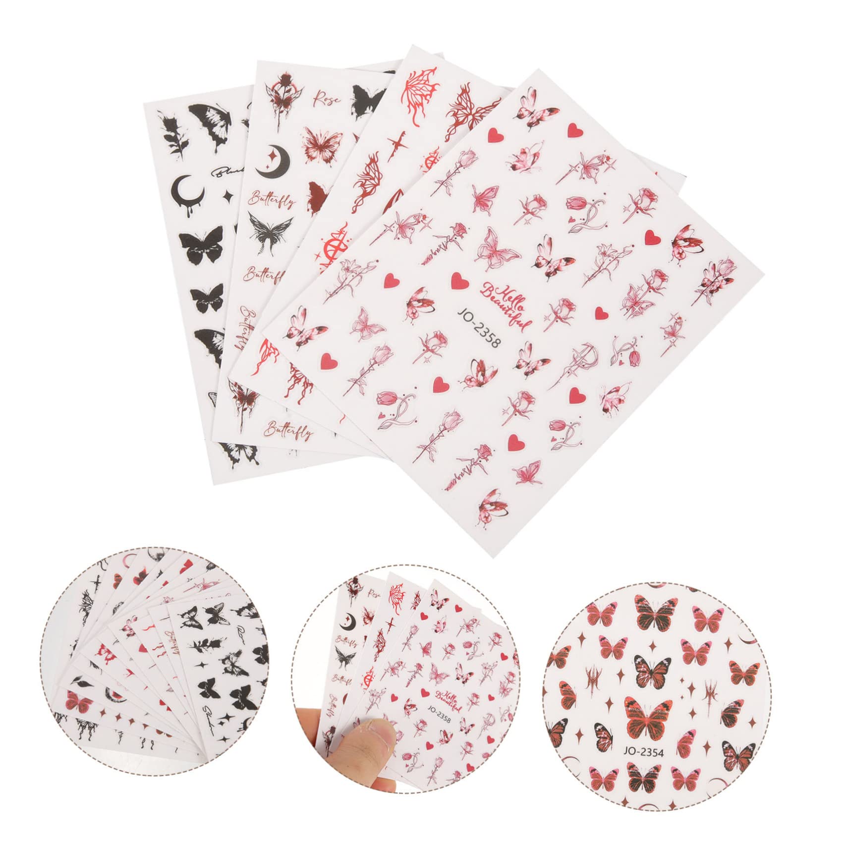 5 Set Adesivi Per Unghie Tema Stickers Per Nail Art Decorazioni Unghie Autoadesive Design Per Feste 12 Fogli*5