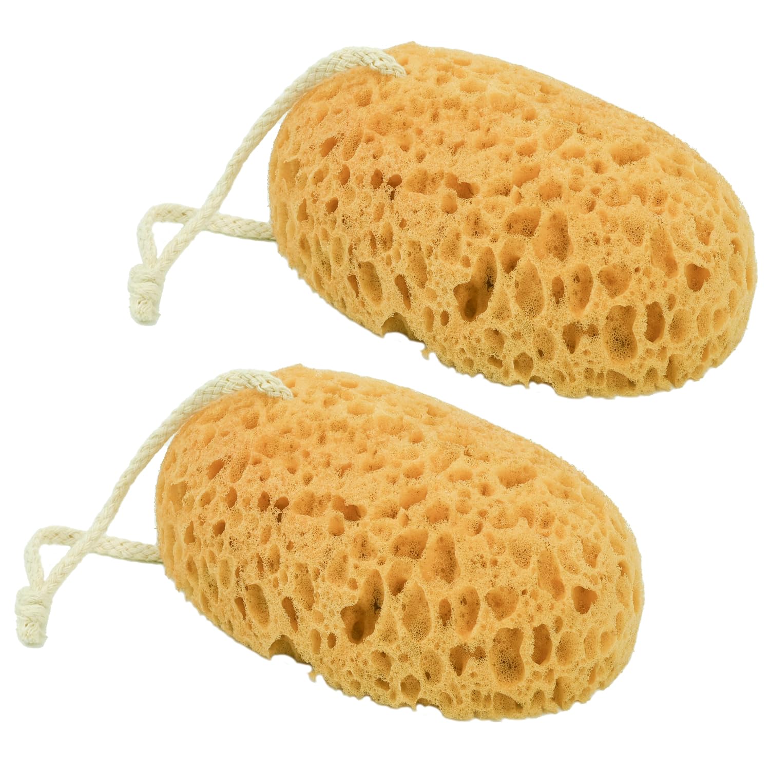 2 spugna da bagno, grandi e morbide spugne da bagno a nido d'ape, spugne doccia per il corpo, schiuma densa per adulti e bambini, spugna esfoliante corpo profonda delicata (giallo 1)